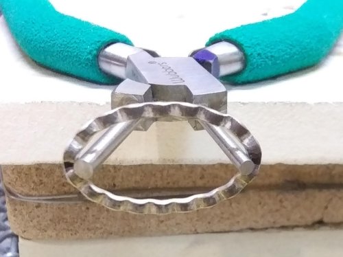 Judy Larson's Ripple Bracelet  - , Metalwork, Cutting, Cutting Tool, Cutters, Dapping, Dapping Jewelry, Filing, Finishing, Findings, Clasps, Components, Tumbling, Tumble, Tumbling Jewelry, Butane Torch, Soldering, Solder, Tools, Stretching them to one inch or a bit less will make a small bracelet